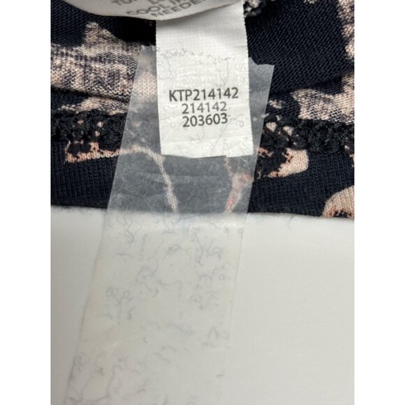 Pure Jill Black & Pink Floral Print Scoop Neck Elliptical Tee 100% Pima Cotton X - Picture 7 of 9